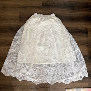 White Lace A-Line Maxi Skirt